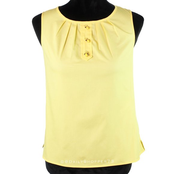 Talbots Women's Sleeveless Pleated Bumblebee Button Top - Picture 1 of 5